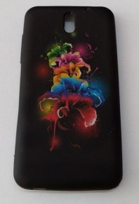 Силиконов гръб ТПУ за HTC Desire 610 черен с шарени цветя